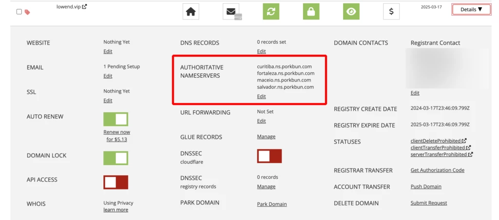 Porkbun NSD 権威ネームサーバー
