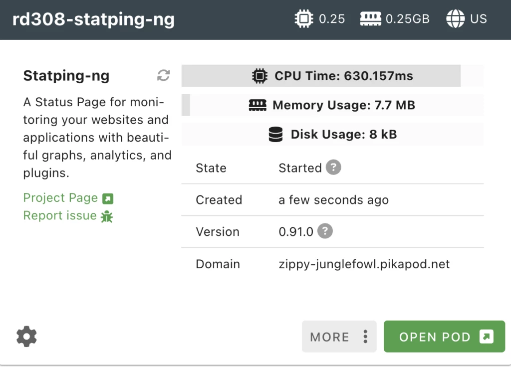 PikaPods Statping-ng