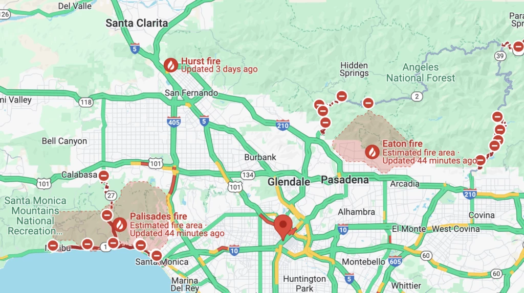 LA山火事マップ